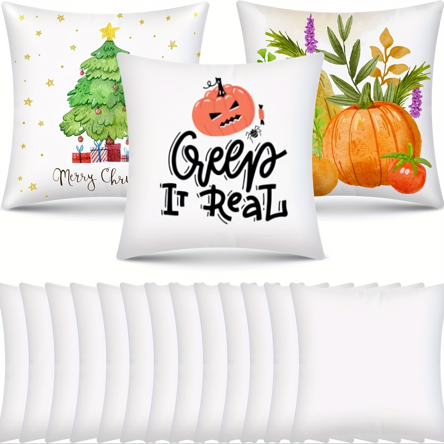 Pillow Cover Sublimation - 無地昇華プリント枕カバー 2/6/10枚セット 40x40cm ポリエステル製スローピローケース 熱転写クッションカバー DIY