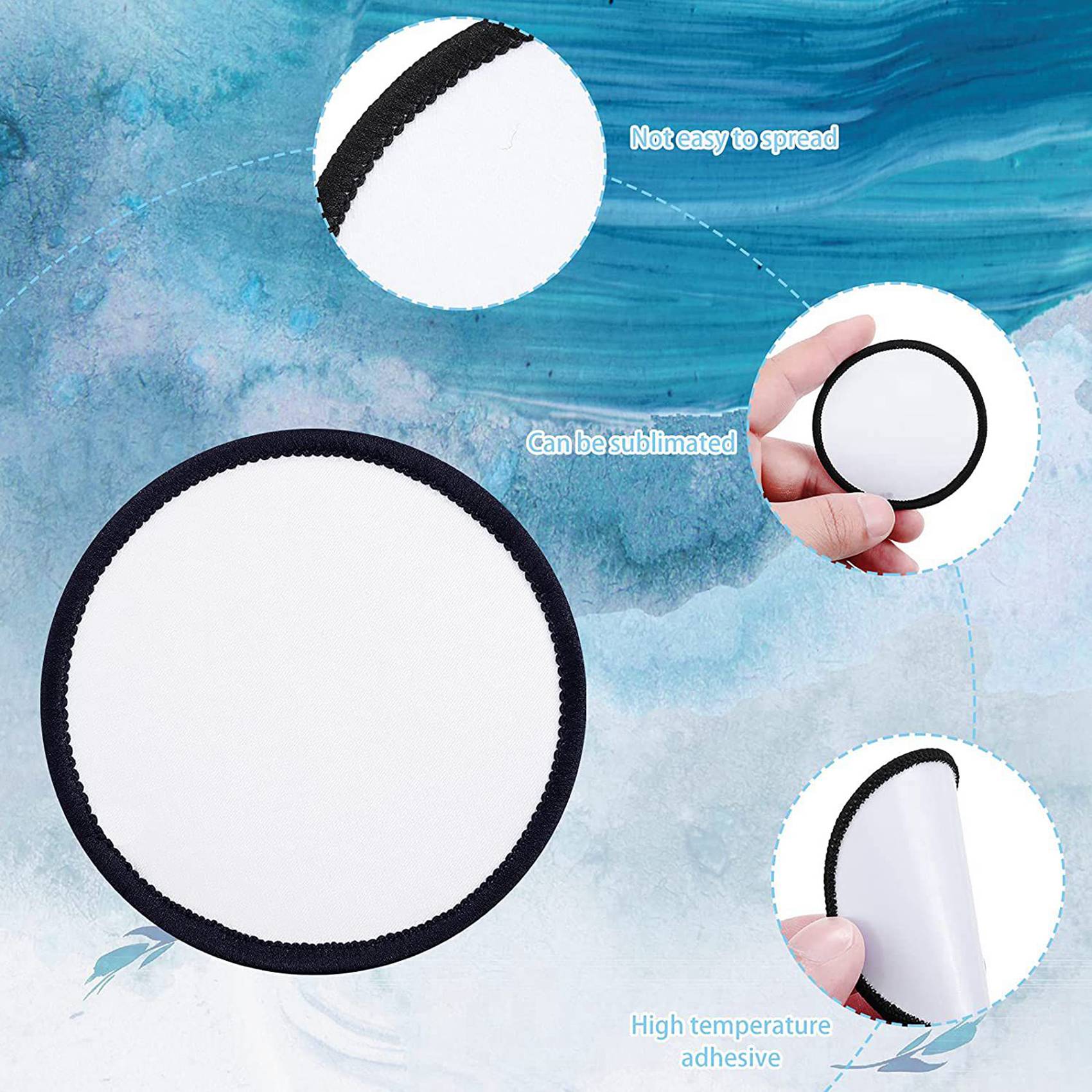 Hat Sublimation Blank - ABXF-48枚入り昇華パッチブランク、高品質生地のアイロン接着式円形ブランクパッチ、衣類、帽子、ユニフォーム、バックパック用