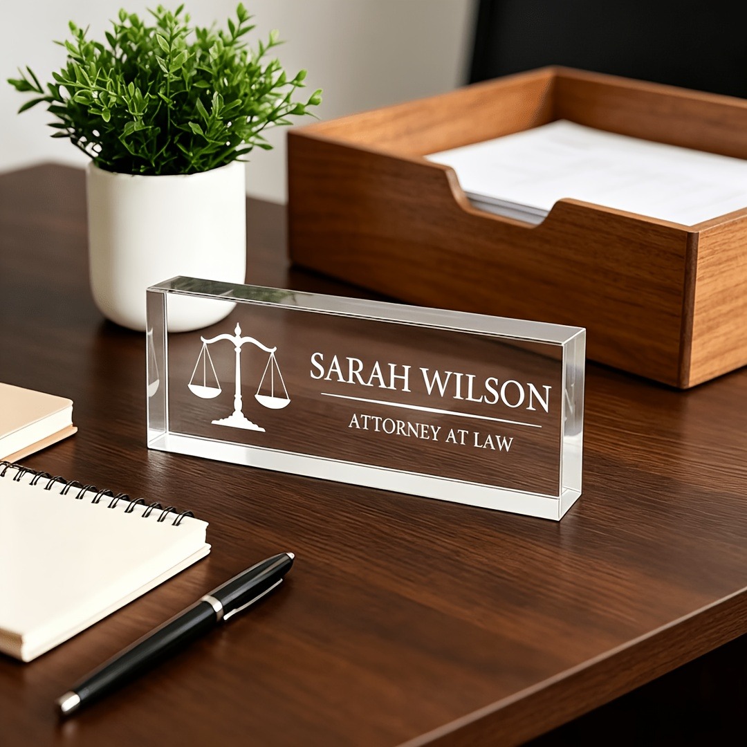 パーソナライズされた弁護士と裁判官用アクリルデスクネームプレ - Photo Acrylic Block のレビューと価格