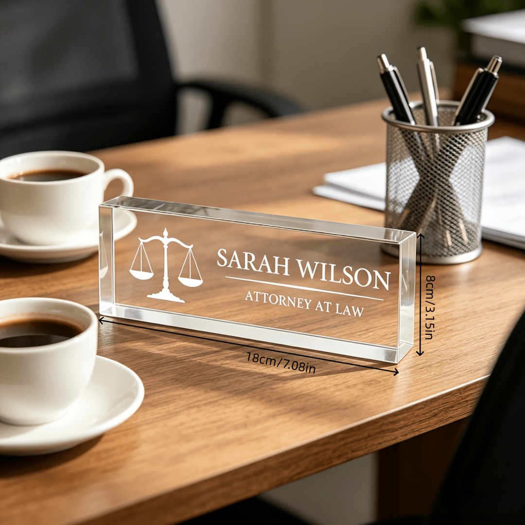パーソナライズされた弁護士と裁判官用アクリルデスクネームプレ - Photo Acrylic Block のレビューと価格