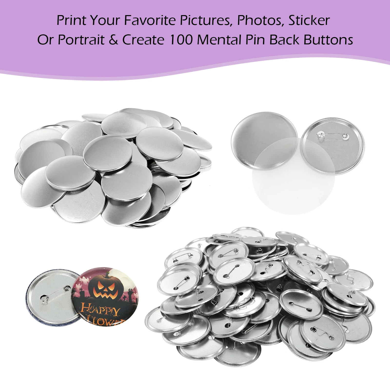 100 セットブランクバッジピンボタンメーカー部品 25/3 - Button Badge Blank のレビューと価格