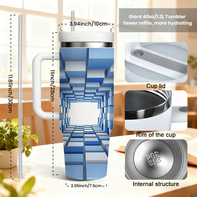 40オンス ステンレス製二重壁断熱タンブラー、ハンドルとスト - Sublimation Mug White のレビューと価格